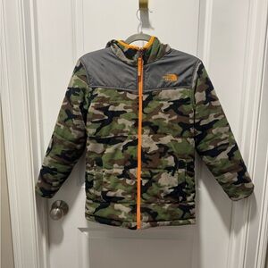 The North Face Boys' Green and Black Camouflage reversible Jacket